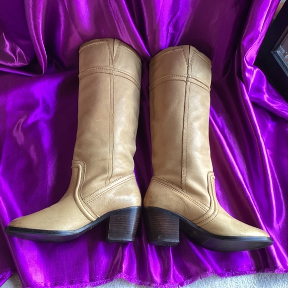 Tan Creamy Leather Fossil High Boots - Picture 2 of 14